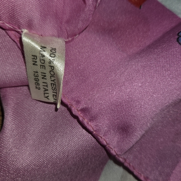 Franco Laurenti Scarf Butterfly Flowers Pink Boarder Made In Italy - Picture 5 of 5